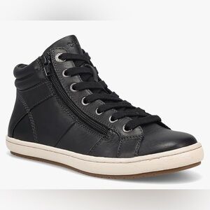 Taos Footwear Black Leather Sneakers with Side Zipper